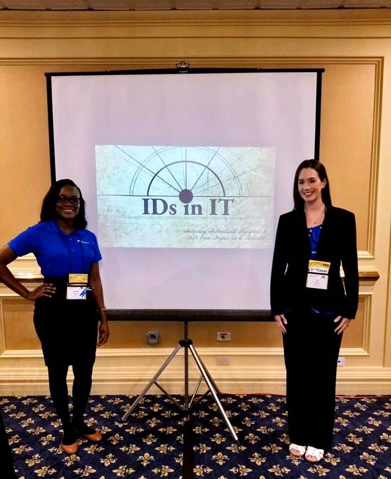 Alumni Niki Watson and Jennifer DeLarm presenting at AECT conference.