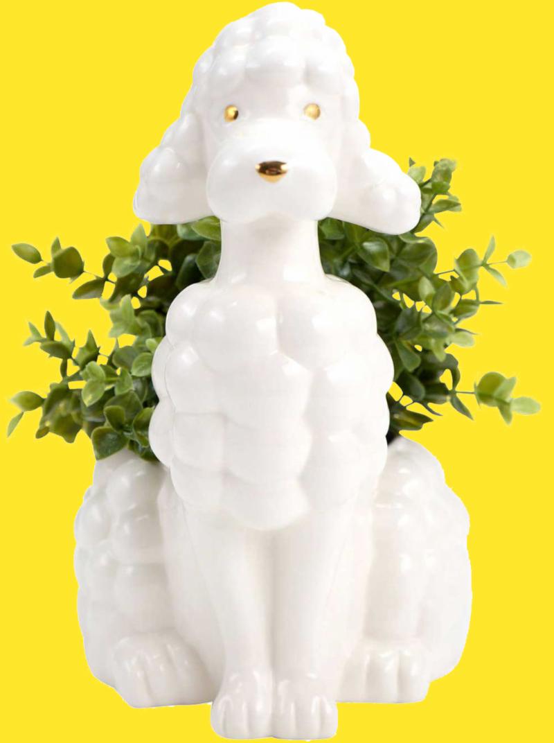 White Poodle Planter