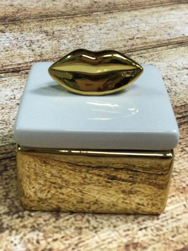 Gold Lips Trinket Box