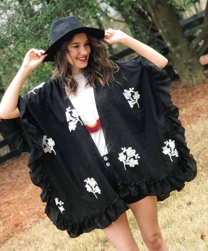 Black Ruffle Kimono