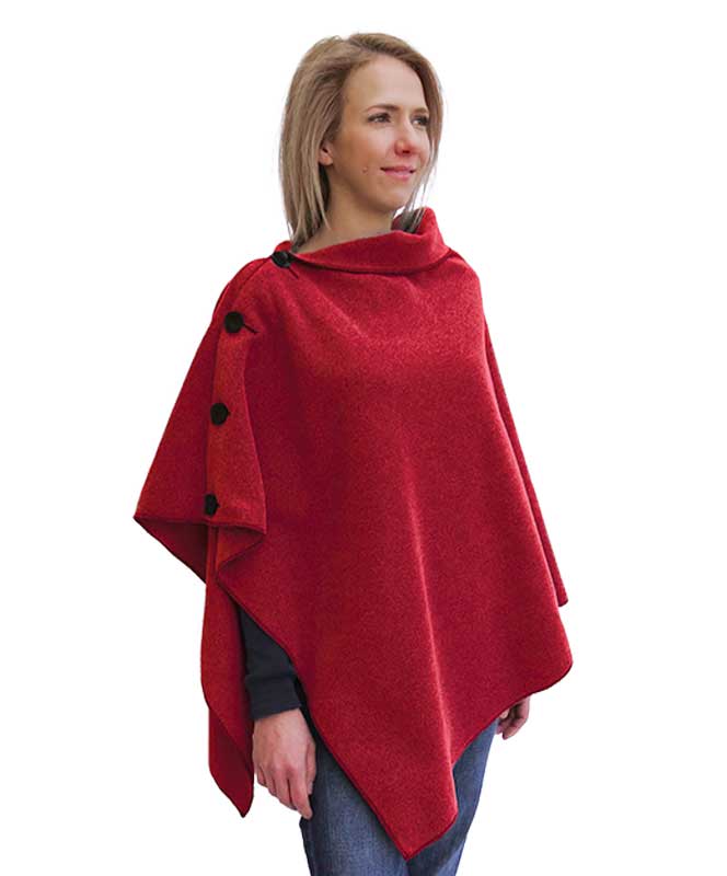 Erin Red Fleece Poncho