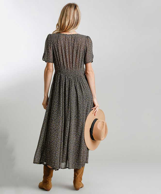Sheer Black Floral Maxi Dress