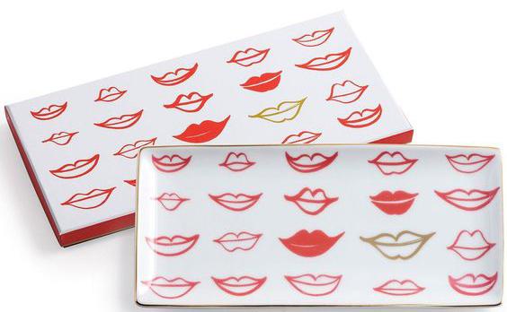 Red and Gold Lips Trinket Tray