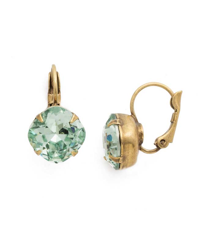 Mint Cushion Cut French Wire Earrings