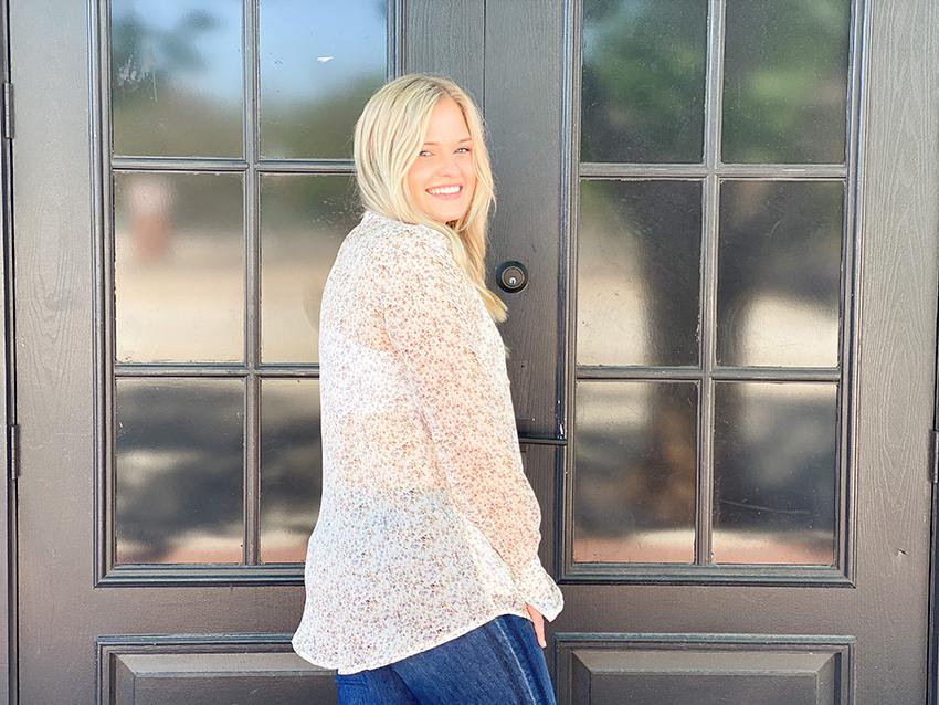 Ana Sheer Floral Print Top