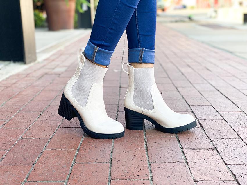 Lane Patent Crock Chunky Boot Ivory