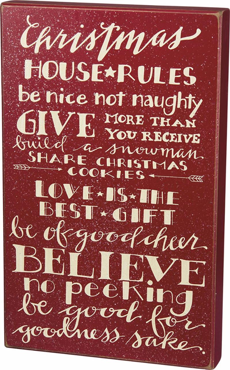 Christmas House Rules Wooden Sign