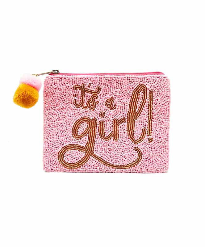 ITâS A GIRL Beaded Zipper Pouch