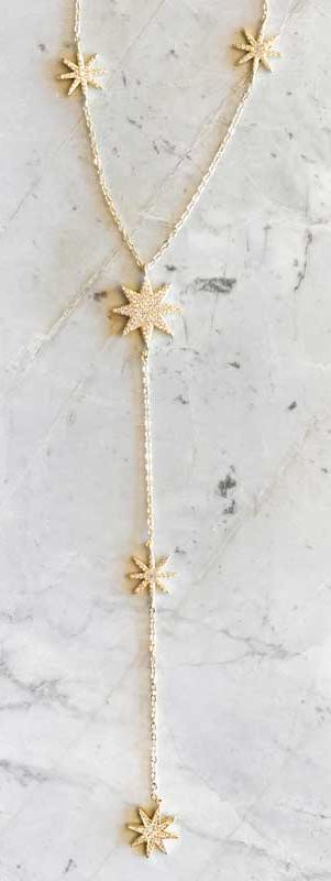 Lariat Burst Gold Necklace