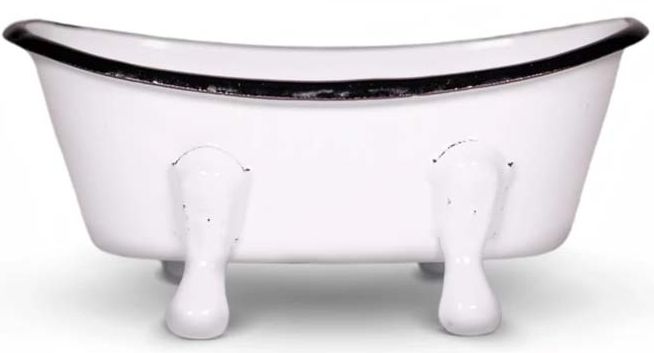 White Enamel Metal Bathtub Soap Dish