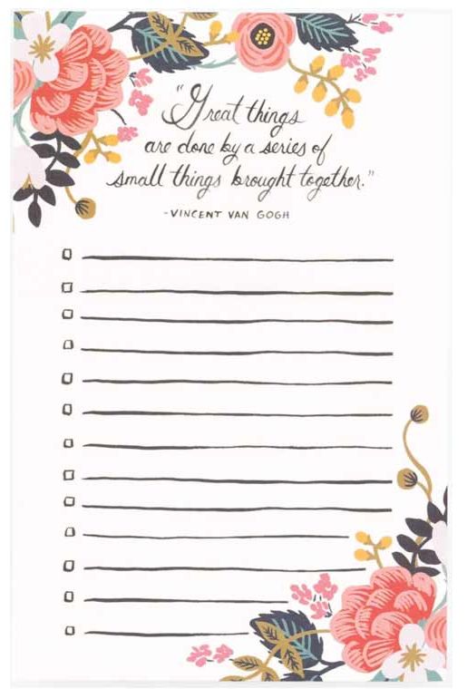 Great Things Checklist Notepad