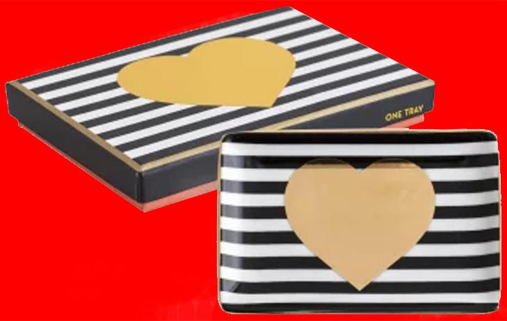 Black Striped Gold Heart Tray