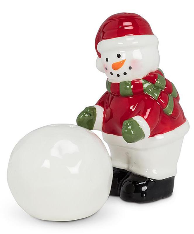 Snowman and Snowball Salt and Pepper Shakers