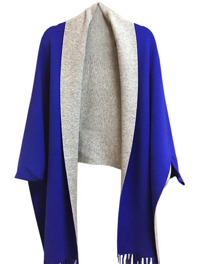 Royal Blue and Grey Cape with Sleeves