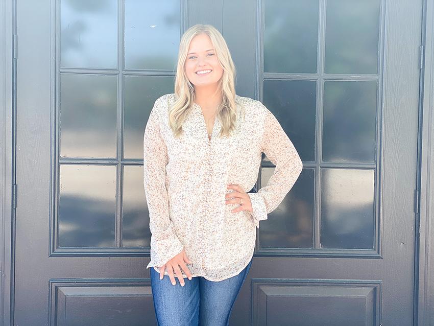 Ana Sheer Floral Print Top