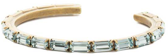 Brilliant Aquamarine Crystal Baguette Cuff
