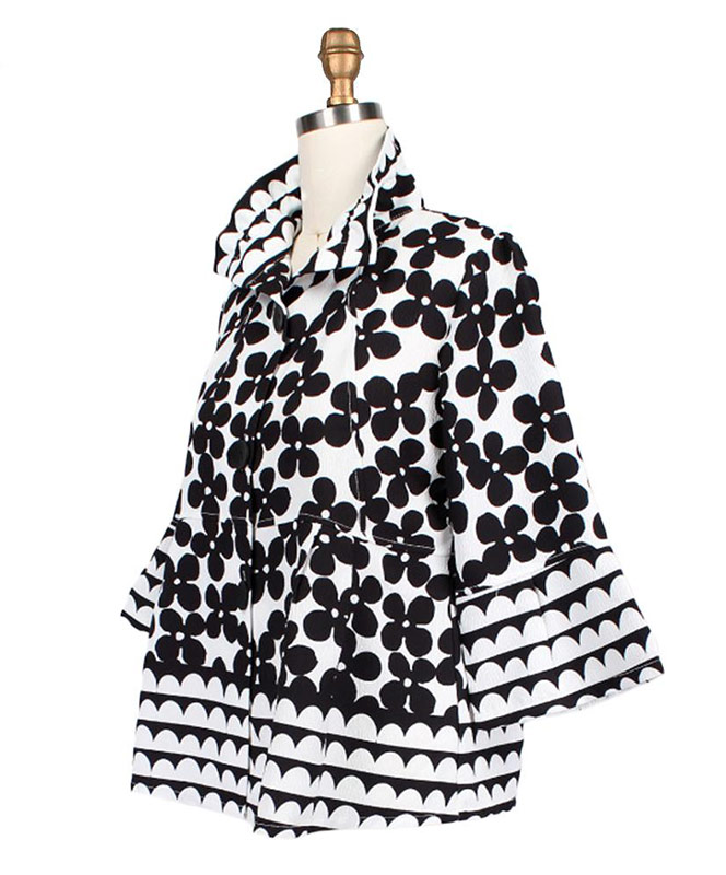 Short Black White Floral Jacket