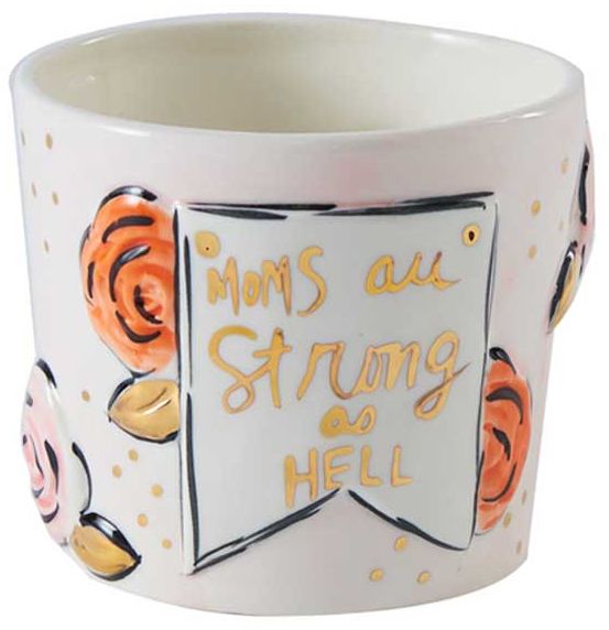 Mom Strong Flower Pot