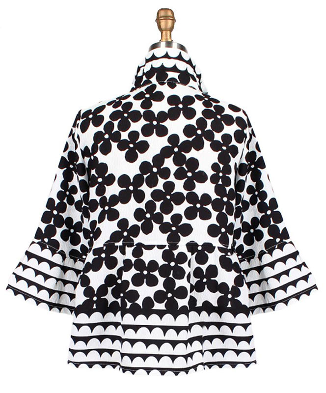 Short Black White Floral Jacket