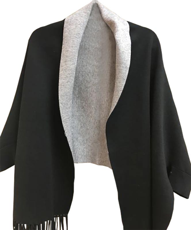 Black and Grey Cape with Sleeves