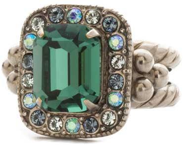 Opulent Octagon Blue Suede Ring