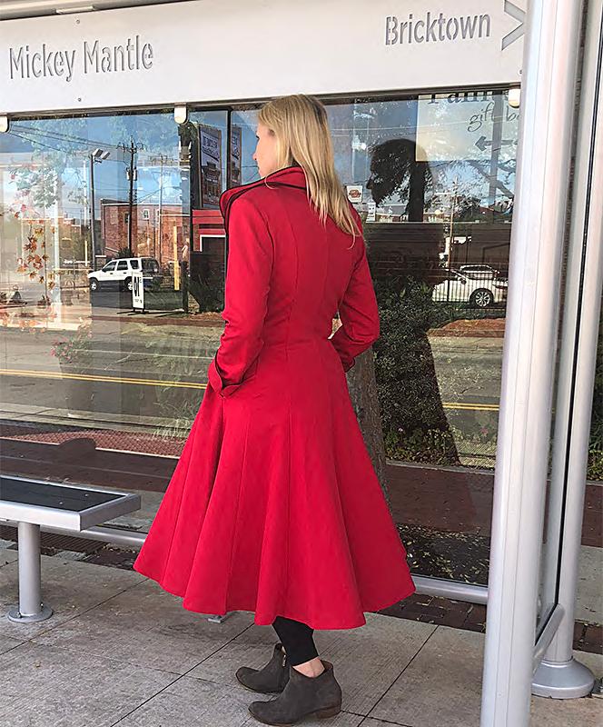 Red with Black Piping Long Coat