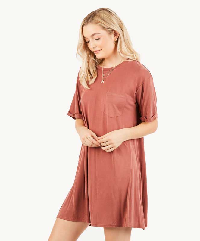 T Shirt Dress - Brick