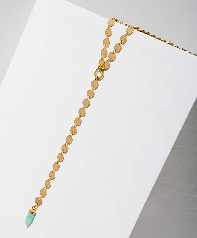 Amazonite Circle Y Drop Necklace