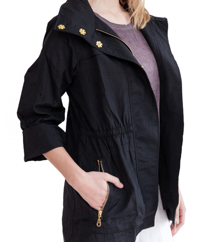 Black Crinkle Nylon Jacket