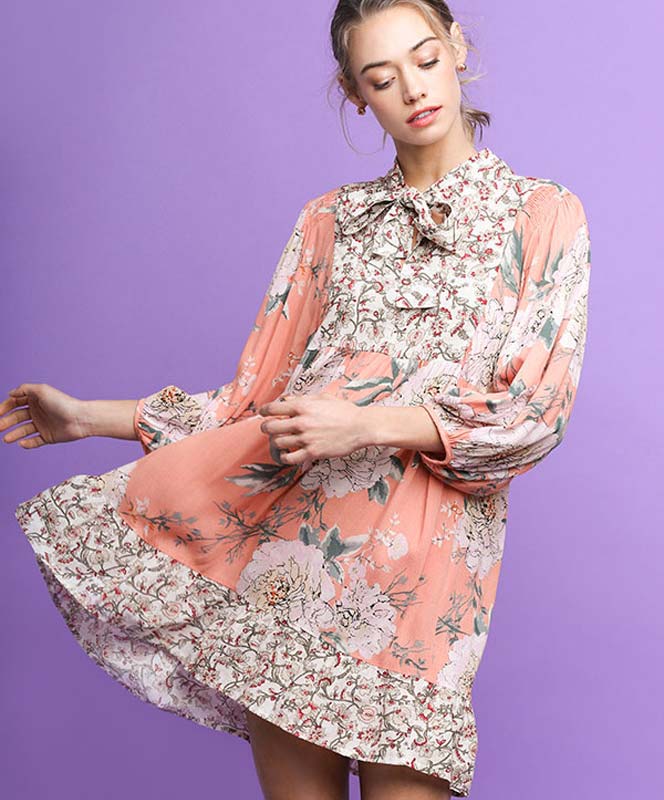 Mixed Floral Print Dress