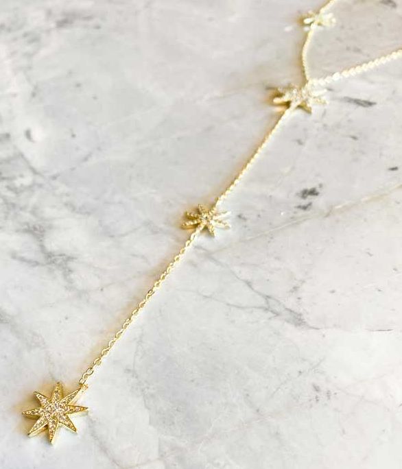 Lariat Burst Gold Necklace