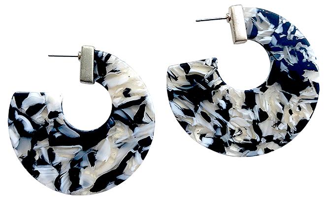 Black Flat Hoop Earring