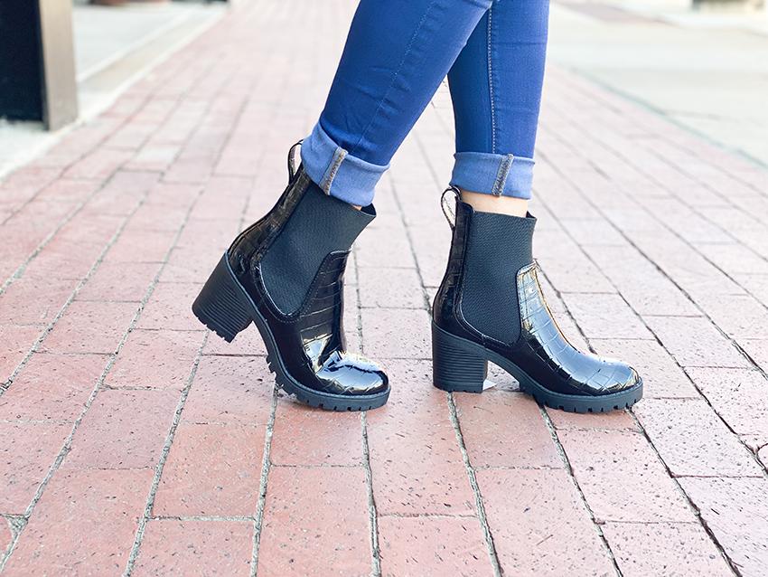 Lane Patent Crock Chunky Boot Black