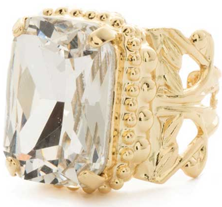 Emerald Cut Clear Crystal Ring