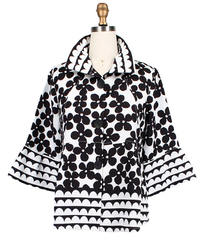 Short Black White Floral Jacket