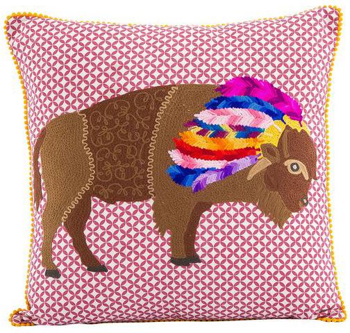 Bison Embroidered Pillow