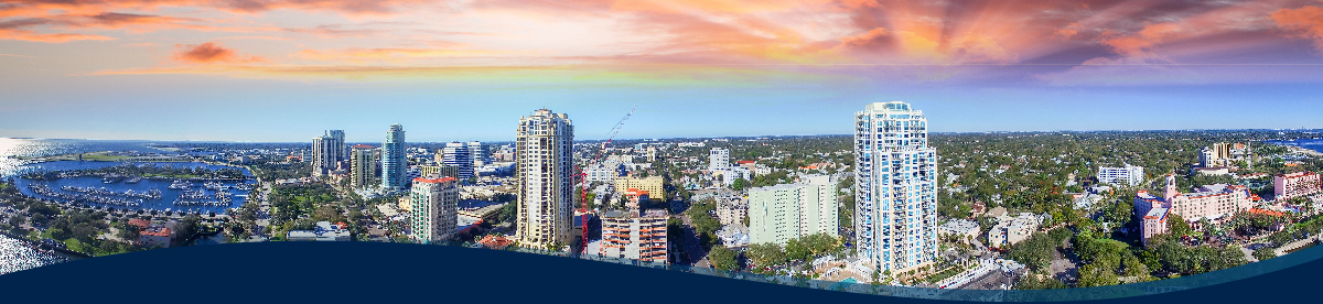 Aerial of Pinellas County looking from downtown Saint Petersburg Florida