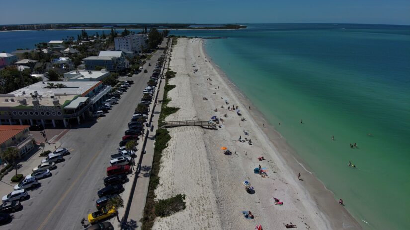 Aerial photo of Pass-a-Grille beach renourishment project from August 2024