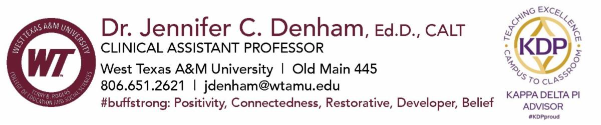Dr Jennifer Denham, Ed.D. CALT Signature BLock