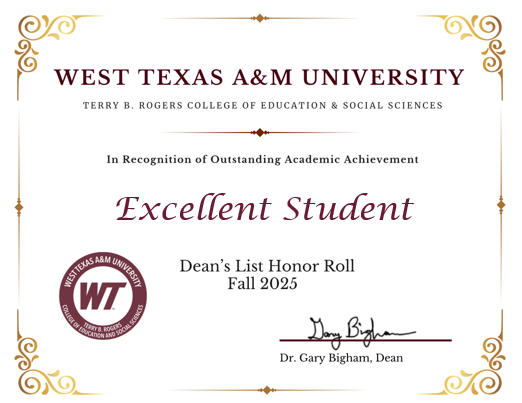 Dean's List Award Graphic