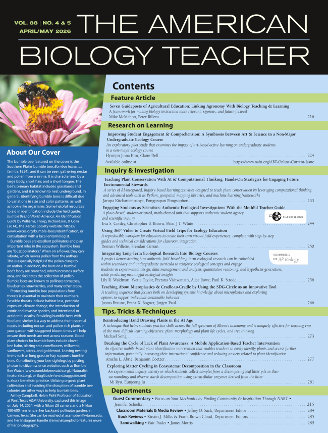 The American Biology Teacher Cover Column by Campbell