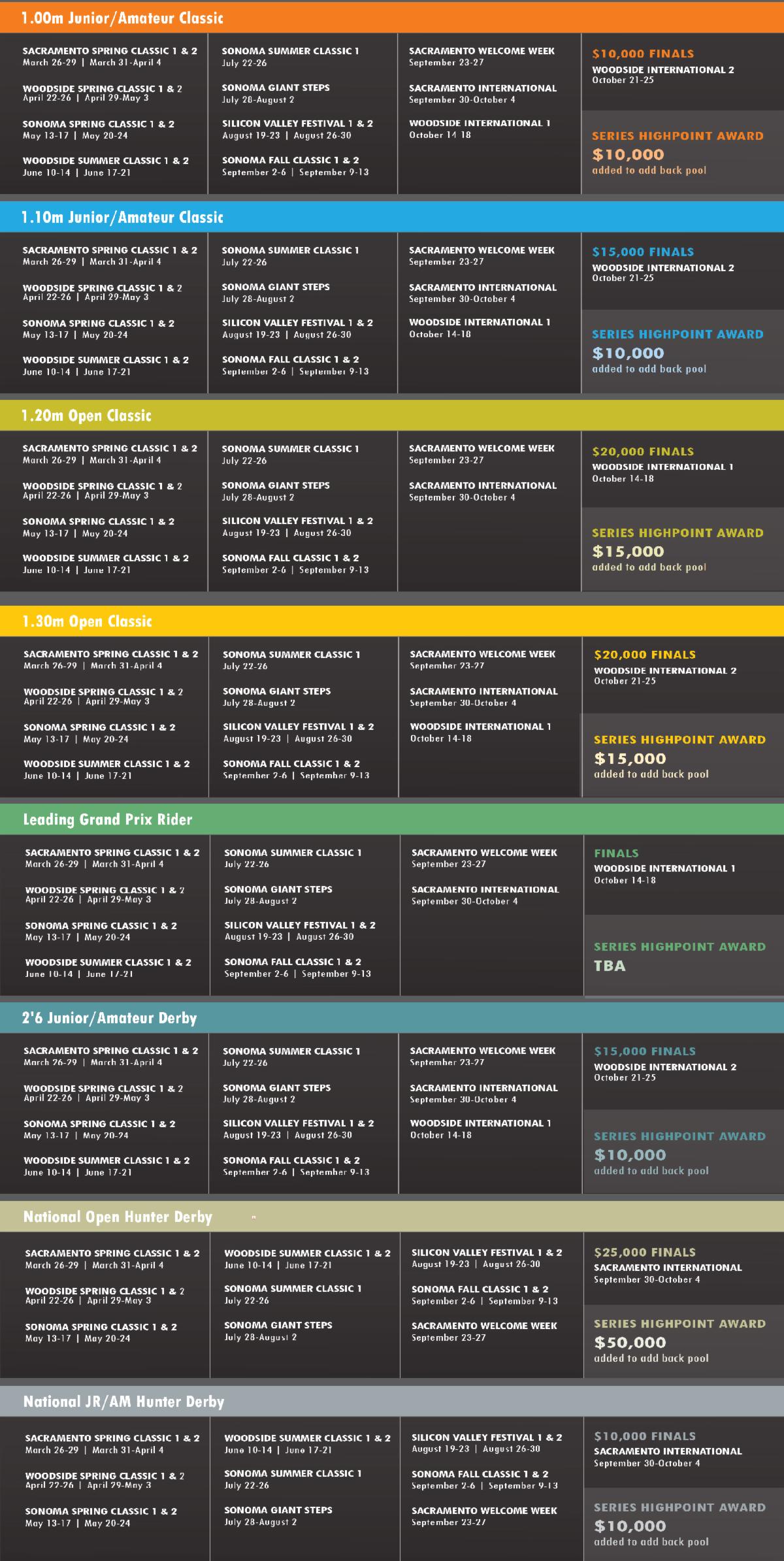 2026 Series Schedule Calendar