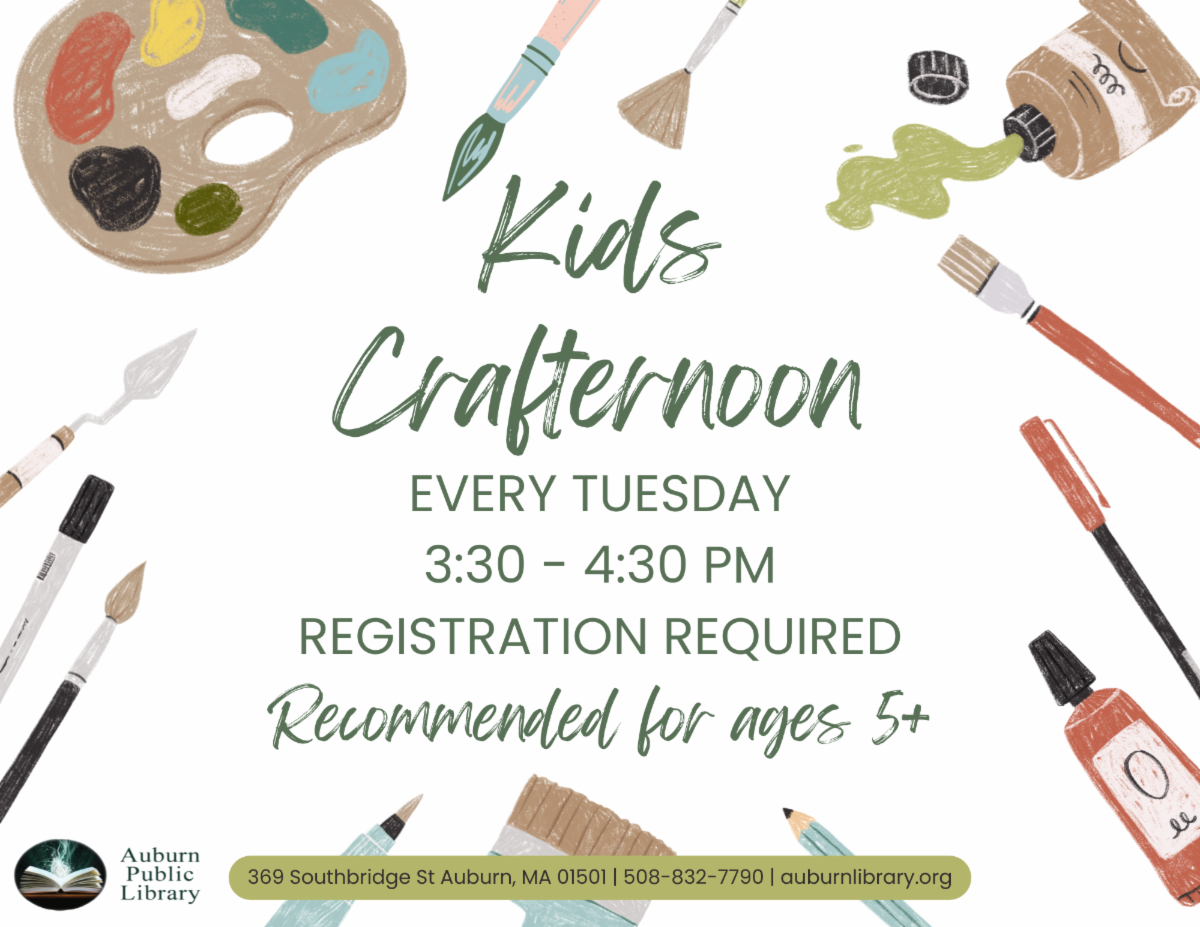 Kids Crafternoon Every Tuesday 3:30-4:40 pm Recommended for ages 5+ Registration Required