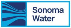 Logo for Sonoma Water with a dark and light blue wave