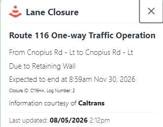 Sample lane closure notice example of what website offers