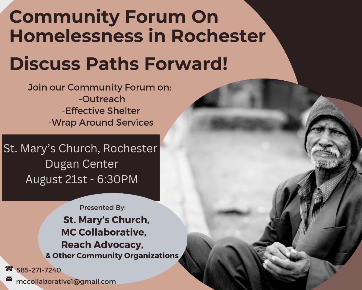 Community Forum on Homelessness in Rochester Flyer