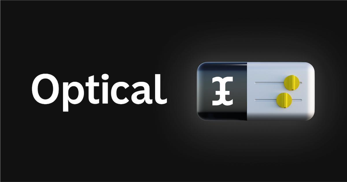 Optical logo and icon and simplified web extension illustration