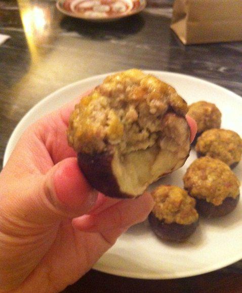 EATING A STUFFED MUSHROOM