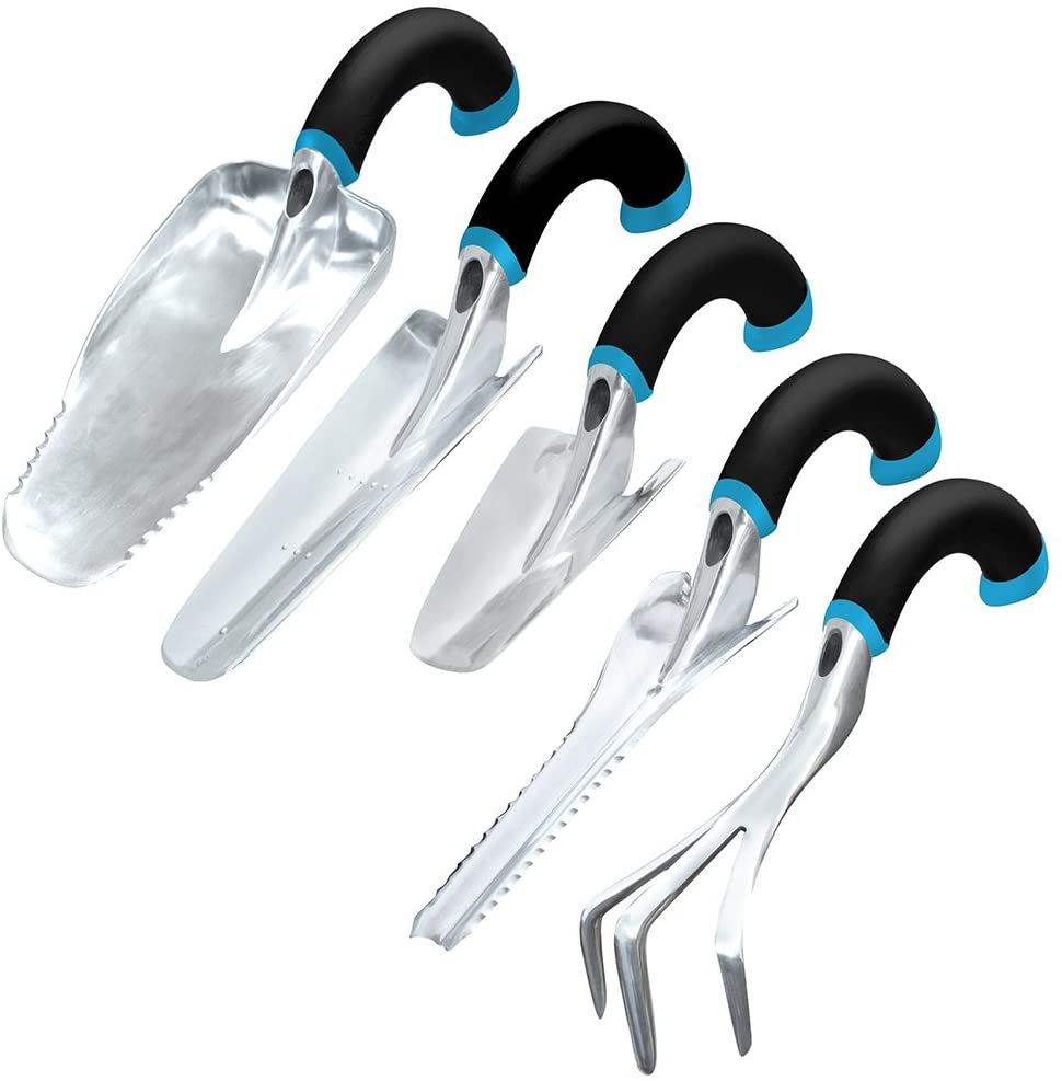 set of 5 ergonomic gardening tools