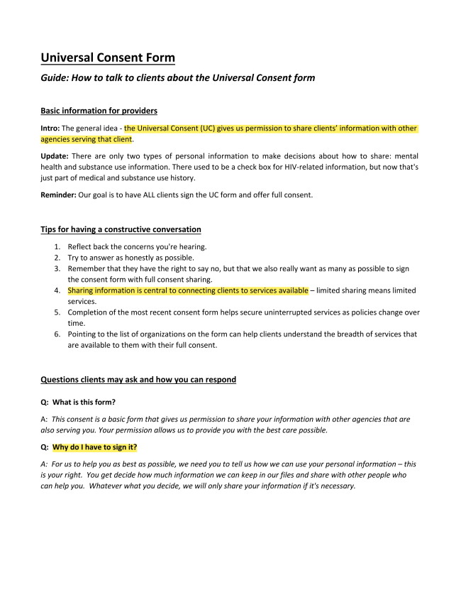 Universal Sharing Consent Form